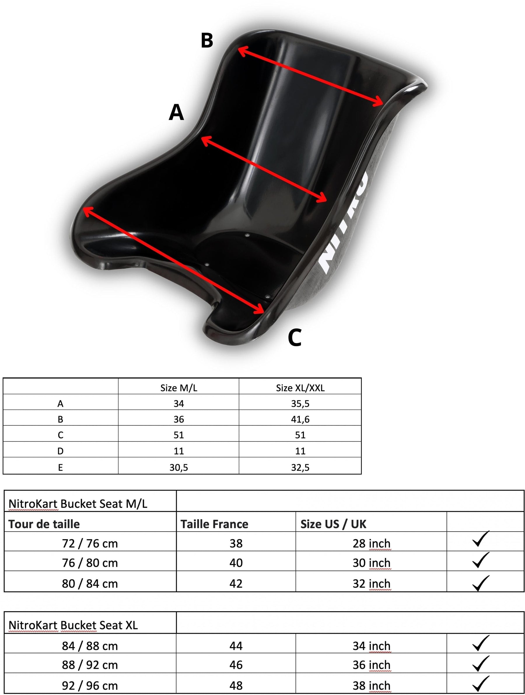 Oplite - NitroKart - FiberGlass Bucket Seat (M/L)